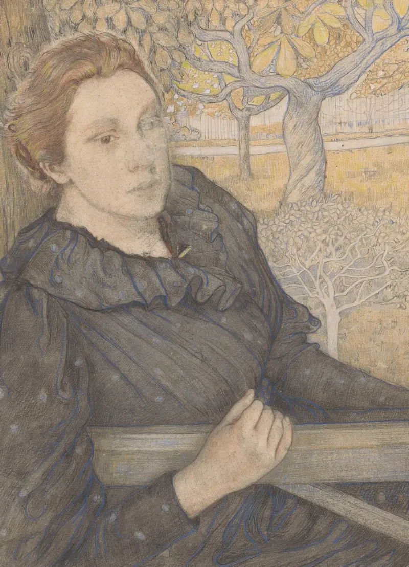 Henriëtte van der Schalk in een tuin te Noordwijk av Richard Nicolaüs Roland Holst