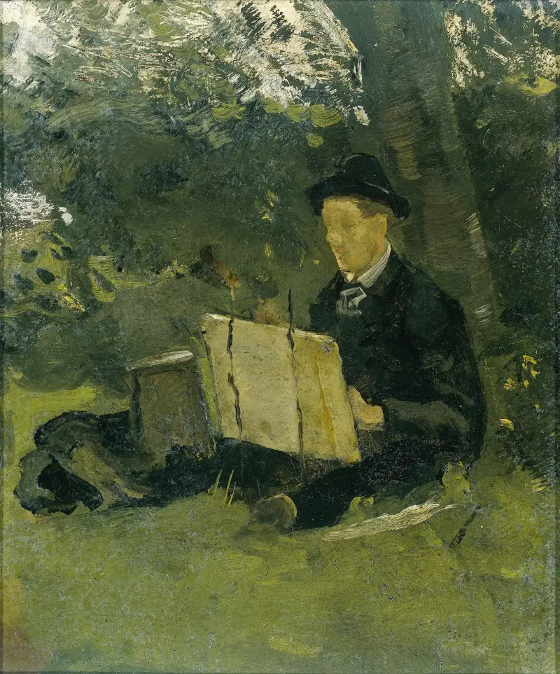 Jan Verkade (1868-1946) Painting under a Tree at Hattem av Richard Nicolaüs Roland Holst