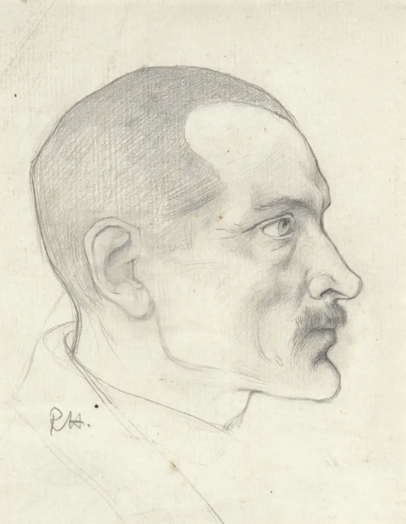 Kopia av en man med mustasch, från sidan av Richard Nicolaüs Roland Holst
