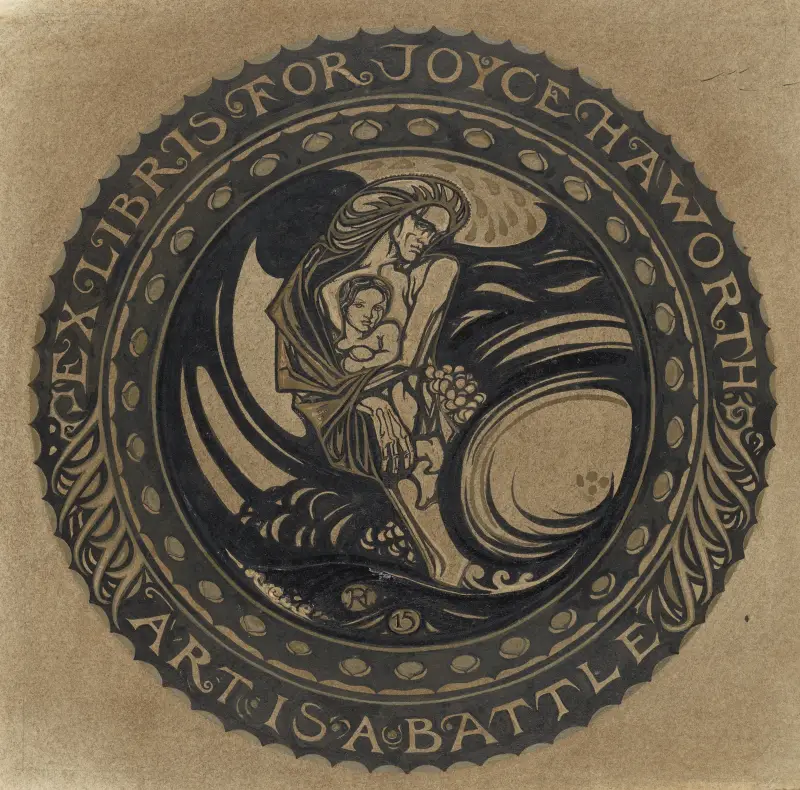 Ontwerp voor ex libris voor Joyce Haworth av Richard Nicolaüs Roland Holst