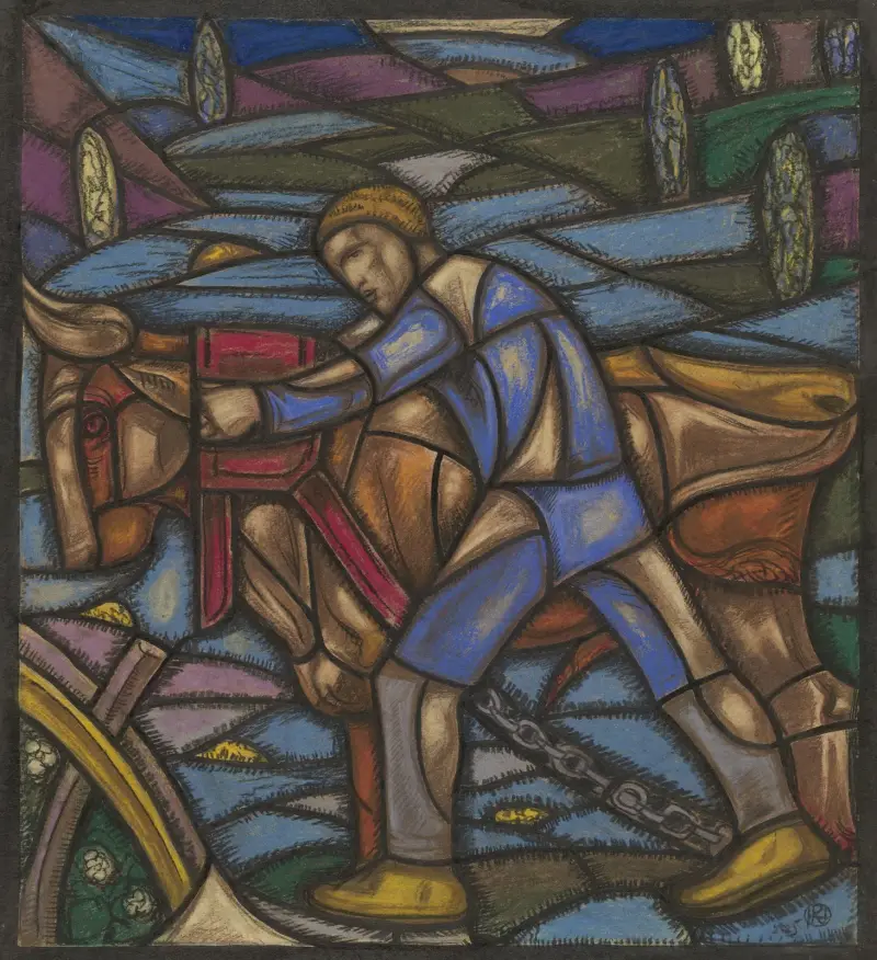 Ontwerp voor raam in het Nederlands Paviljoen op de tentoonstelling Arts Décoratifs te Parijs, 1925, 1925 – nr 4 av Richard Nicolaüs Roland Holst