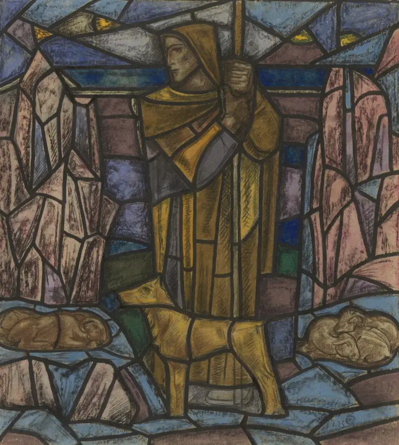 Ontwerp voor raam in het Nederlands Paviljoen op de tentoonstelling Arts Décoratifs te Parijs, 1925, 1925 – nr 5 av Richard Nicolaüs Roland Holst