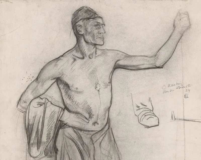 Stående man med bar överkropp, halvfigur av Richard Nicolaüs Roland Holst