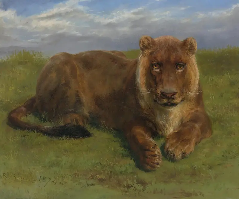 Löwin in Ruhe von Rosa Bonheur