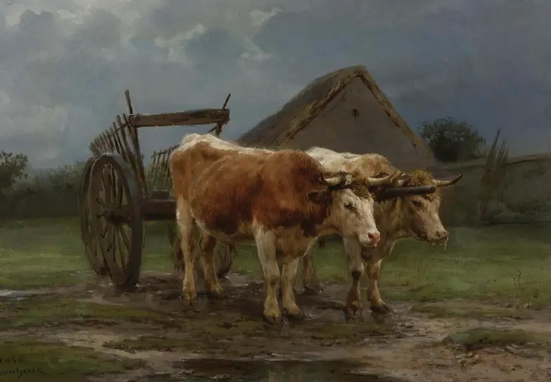 Ochse, einen Karren ziehend von Rosa Bonheur