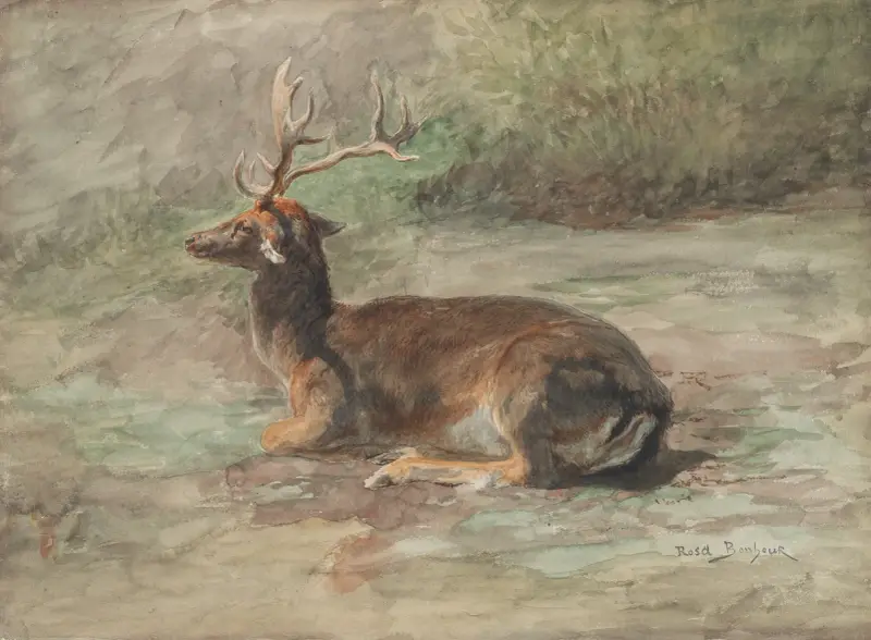 Liegender Hirsch von Rosa Bonheur