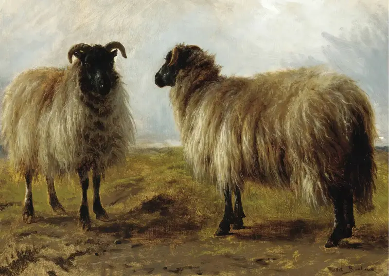 Zwei Widder in einer Landschaft von Rosa Bonheur