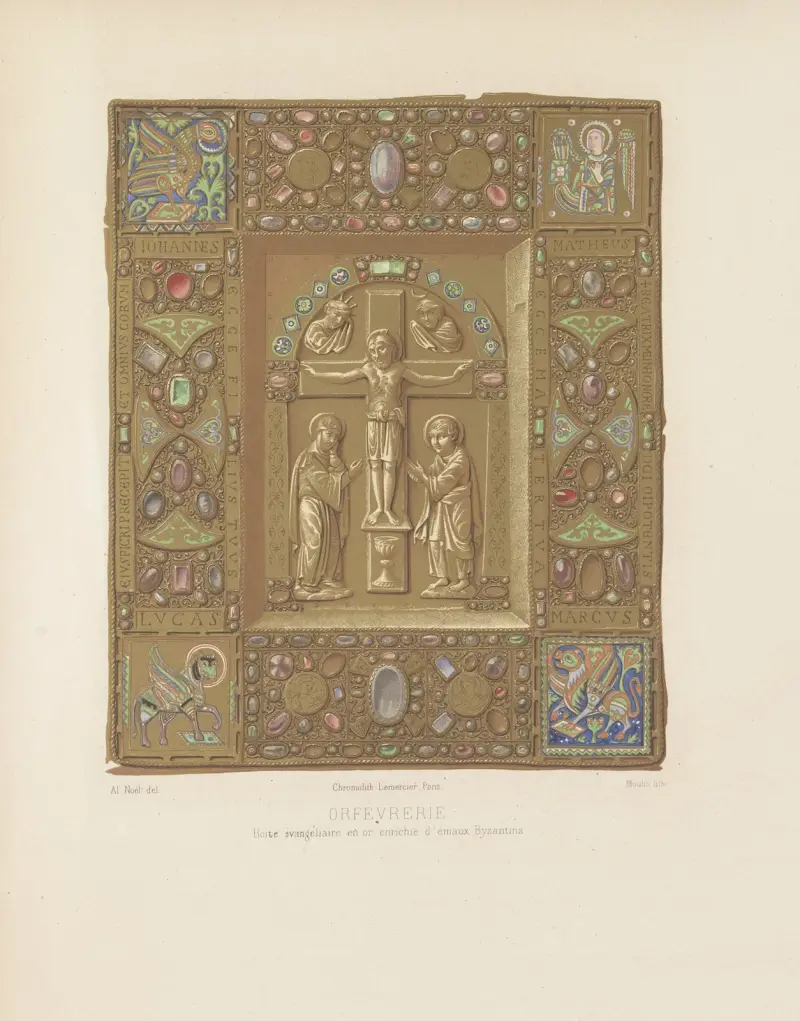 Evangeliebok i guld med bysantinska emaljer av Joseph Rose Lemercier