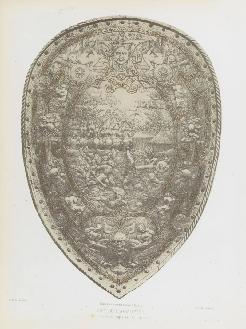 Schild aus getriebenem und ziseliertem Eisen von Joseph Rose Lemercier