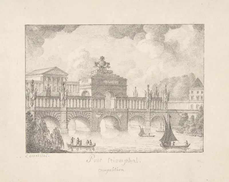 Design for a Triumphal Bridge av Joseph Rose Lemercier