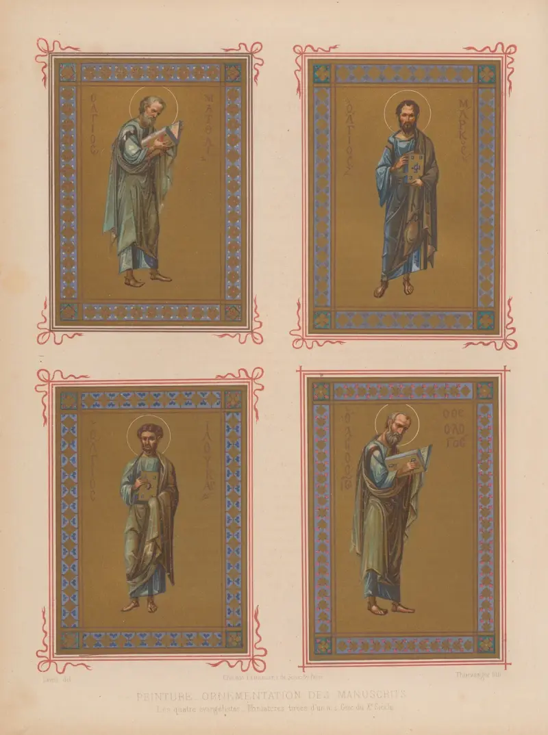 Les quatre evangélistes, miniatures tirées d’un ms. Grec du Xe Siècle av Joseph Rose Lemercier