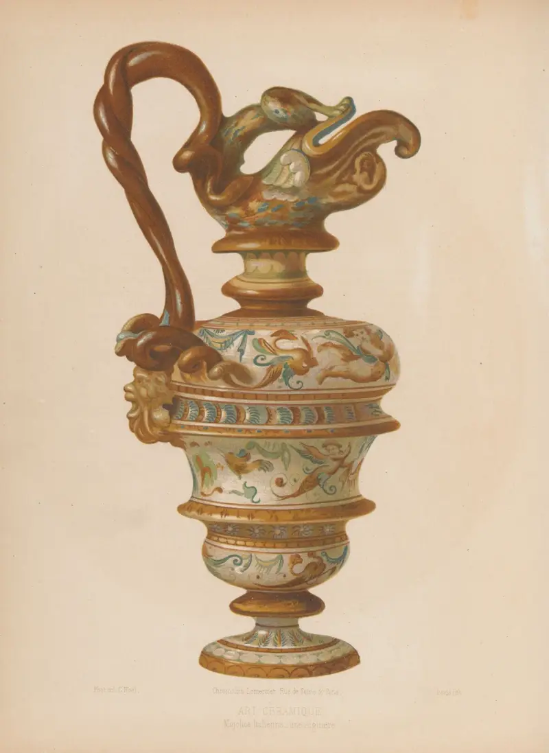 Italiensk majolika, en aiguière av Joseph Rose Lemercier