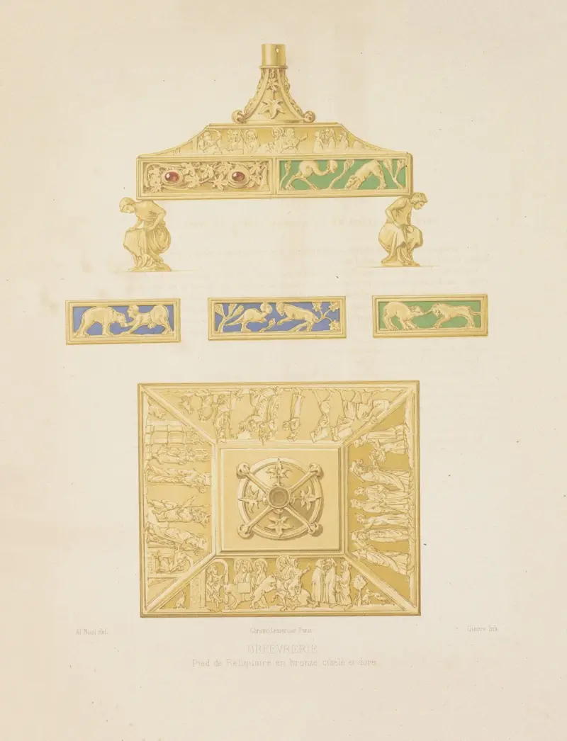 Förgylld bronsrelikvariefot av Joseph Rose Lemercier