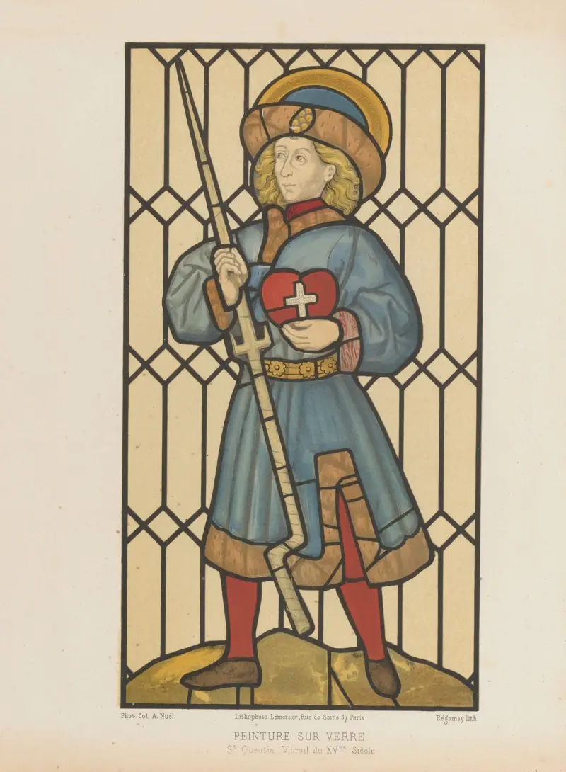Sankt Quentin, glasmålning från 1400-talet av Joseph Rose Lemercier