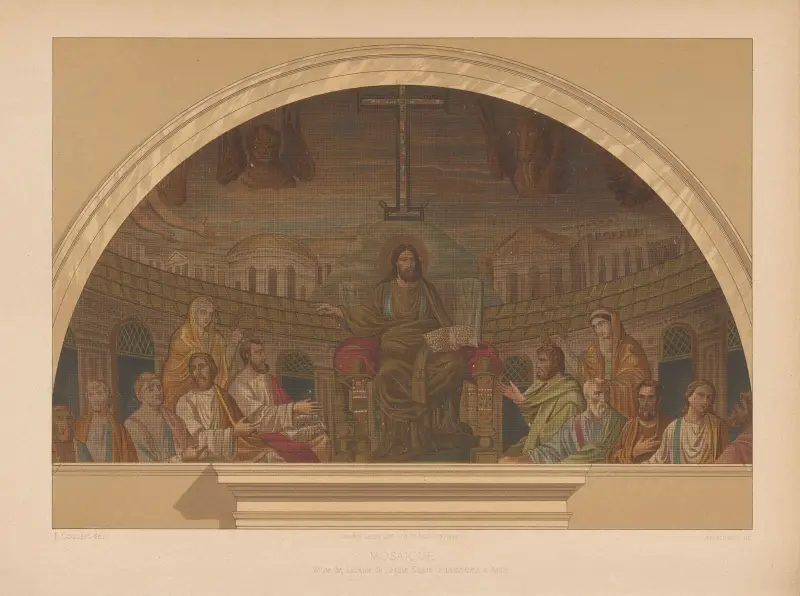Absidvalvet i kyrkan Santa Pudenziana i Rom av Joseph Rose Lemercier