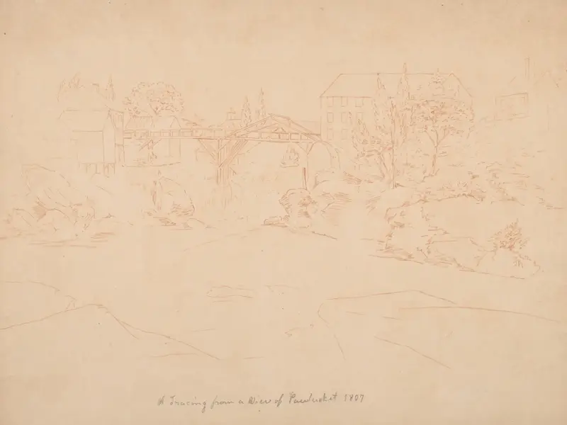 A tracing of a view of Pawtucket av John Rubens Smith