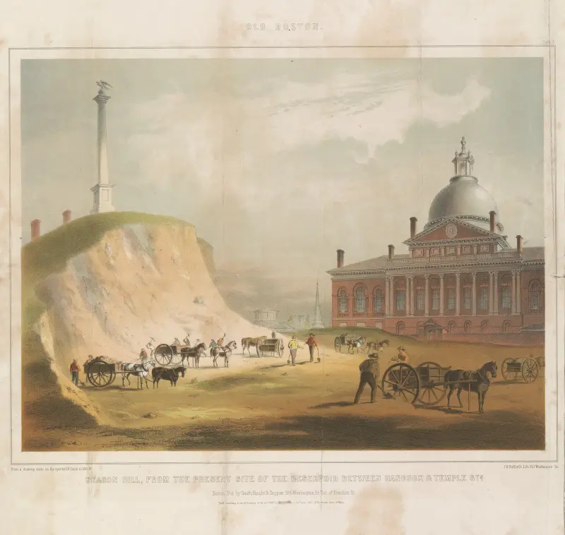 Beacon Hill from the present site of the reservoir between Hancock & Temple Sts. av John Rubens Smith