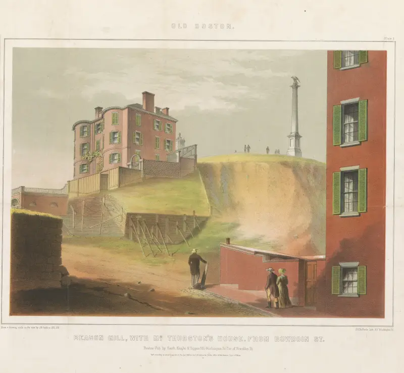 Beacon Hill, with Mr. Thurston’s house, from Bowdoin St. av John Rubens Smith