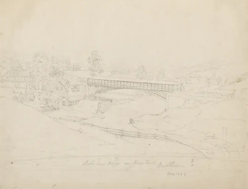 Belvidere Bridge över Jones’s Falls, Baltimore av John Rubens Smith
