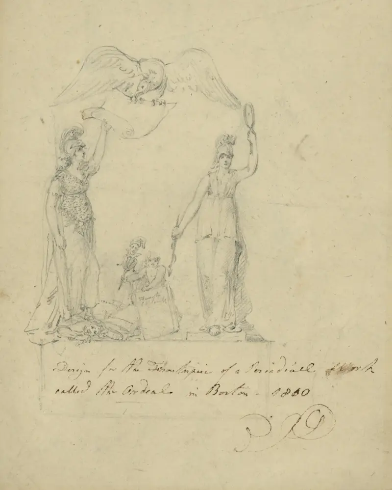 Titelblatt für die Zeitschrift The Ordeal, Boston 1810 von John Rubens Smith
