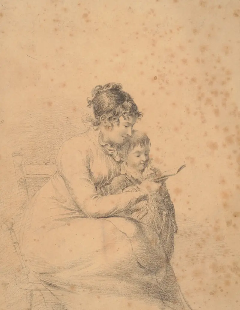 Eliza P. Smith teaching John his lesson av John Rubens Smith