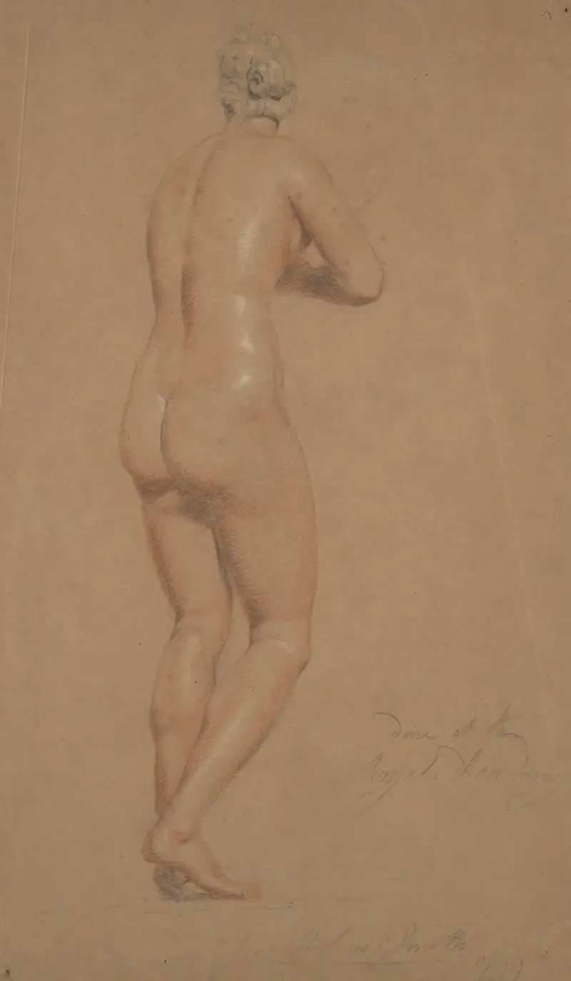 Kvinnlig nakenstudie, helfigur, sedd bakifrån av John Rubens Smith