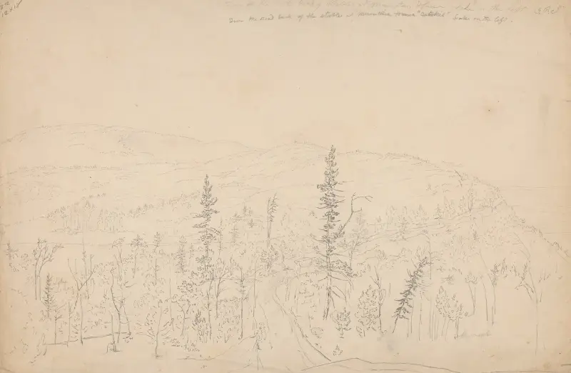 Blick vom Park hinter den Stallungen des Mountain House, See zur Linken von John Rubens Smith