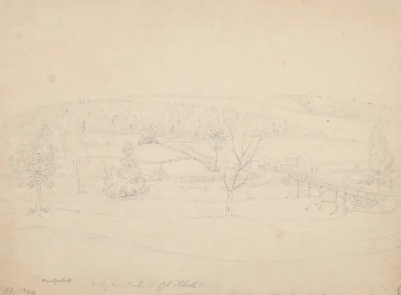 Kauterskill Creek och överste Abeels gård av John Rubens Smith