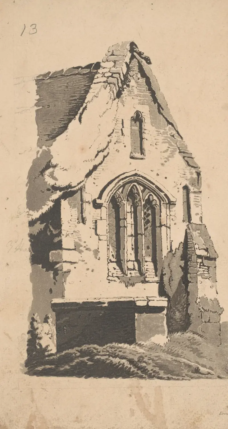 Lantlig gotisk kyrka av John Rubens Smith