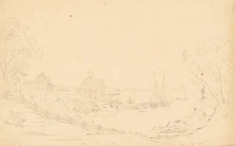 Scen i Connecticut, möjligen mynningen av Mill River av John Rubens Smith