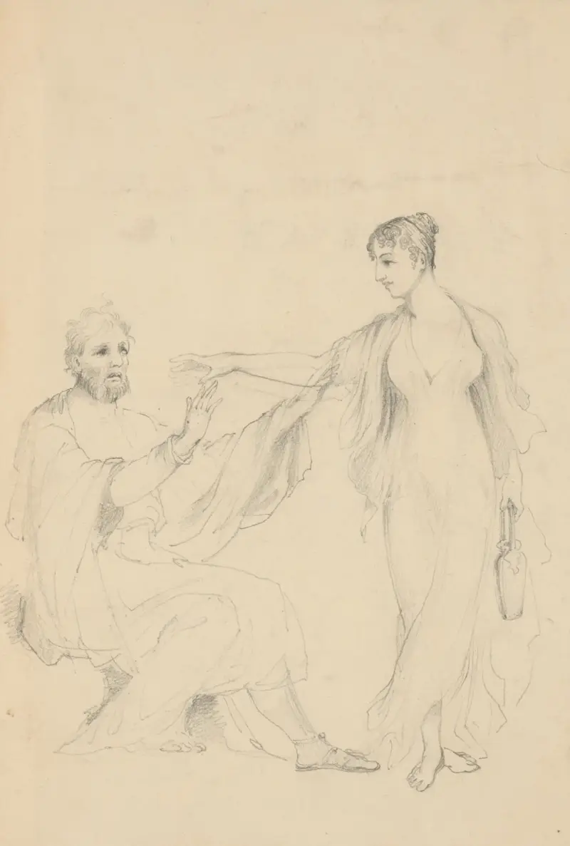 Skiss med draperade figurer av John Rubens Smith