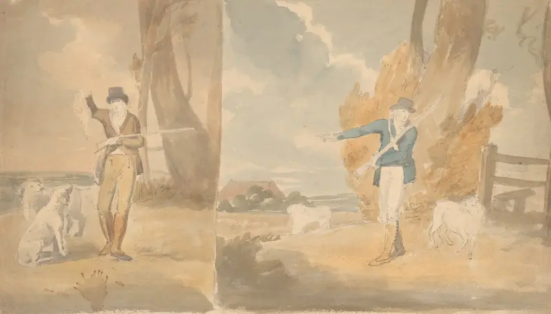 Två jaktscener av John Rubens Smith
