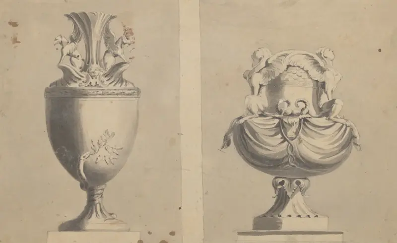 Två ornamentala urnor av John Rubens Smith