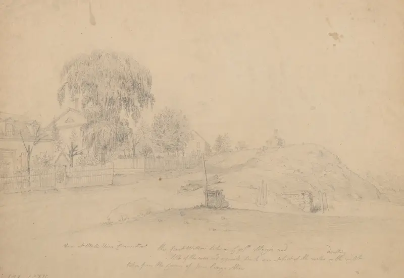 View at Mill River Connecticut, the great willow tree between Captn Sturgis and a little of the river av John Rubens Smith