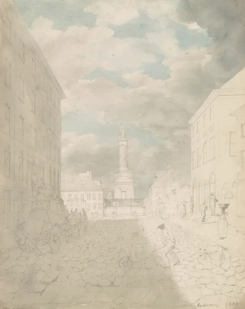 Vy av monumentet över slaget vid Baltimore av John Rubens Smith