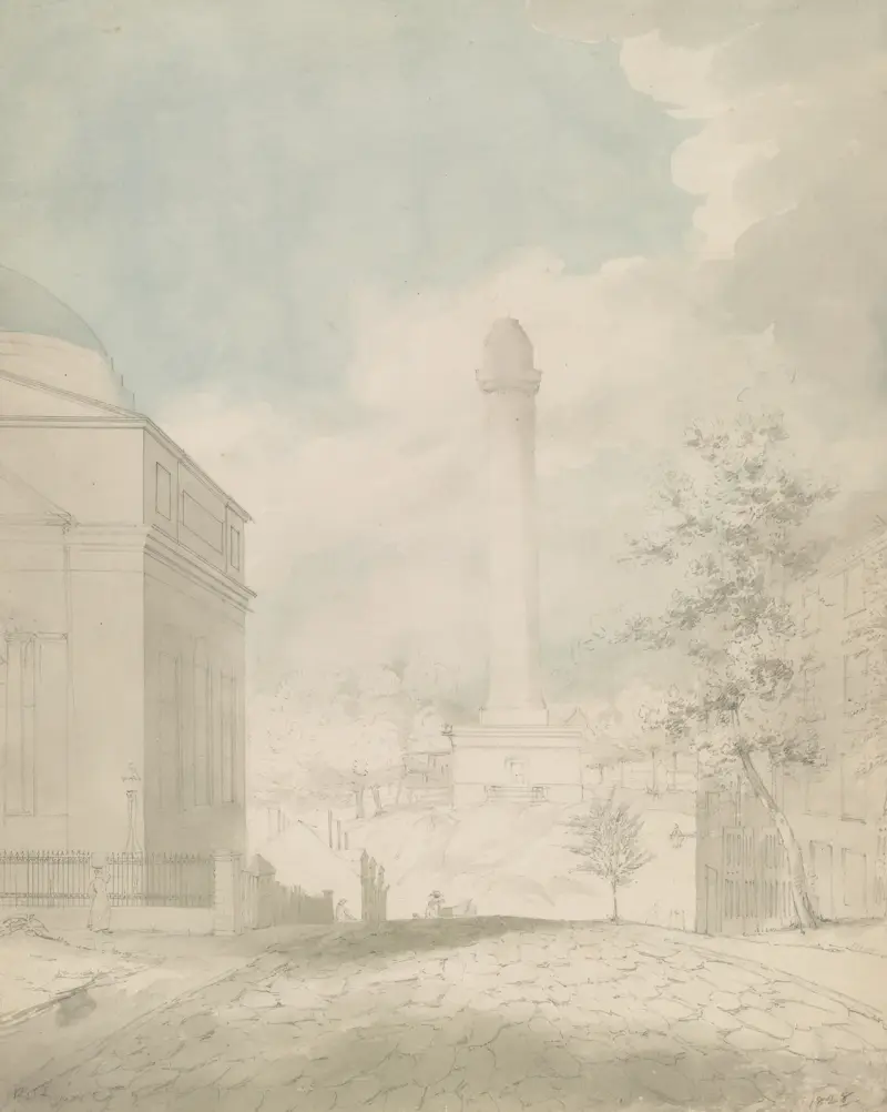 Washington Monument looking north on Washington Place in Baltimore, Maryland av John Rubens Smith