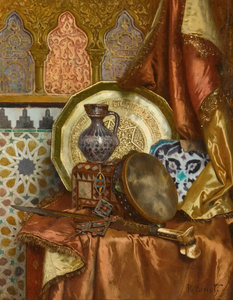 Stilleben med marockanska föremål av Rudolf Ernst