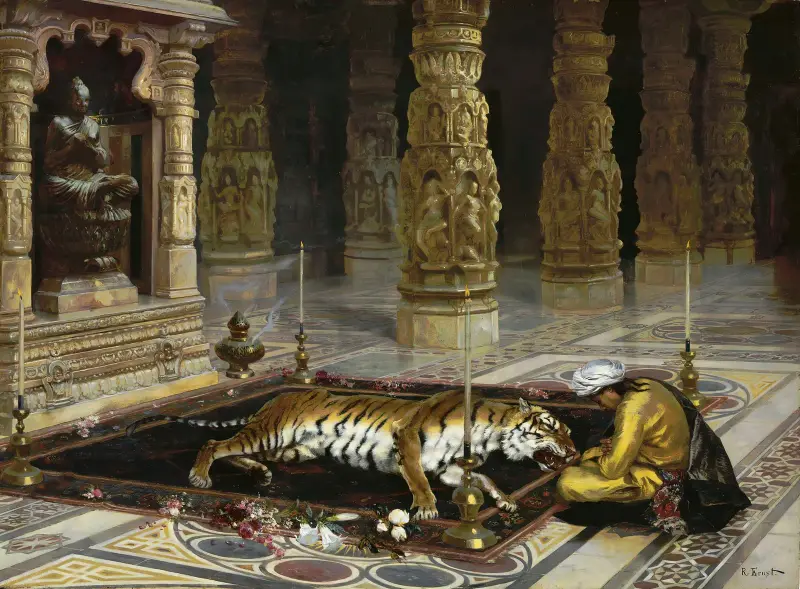 Dem Tiger huldigend von Rudolf Ernst