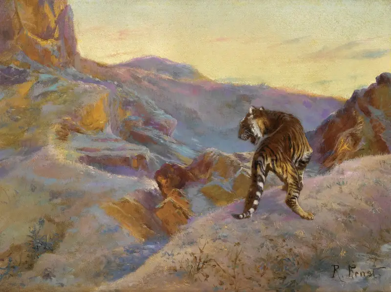Tiger in den Bergen von Rudolf Ernst