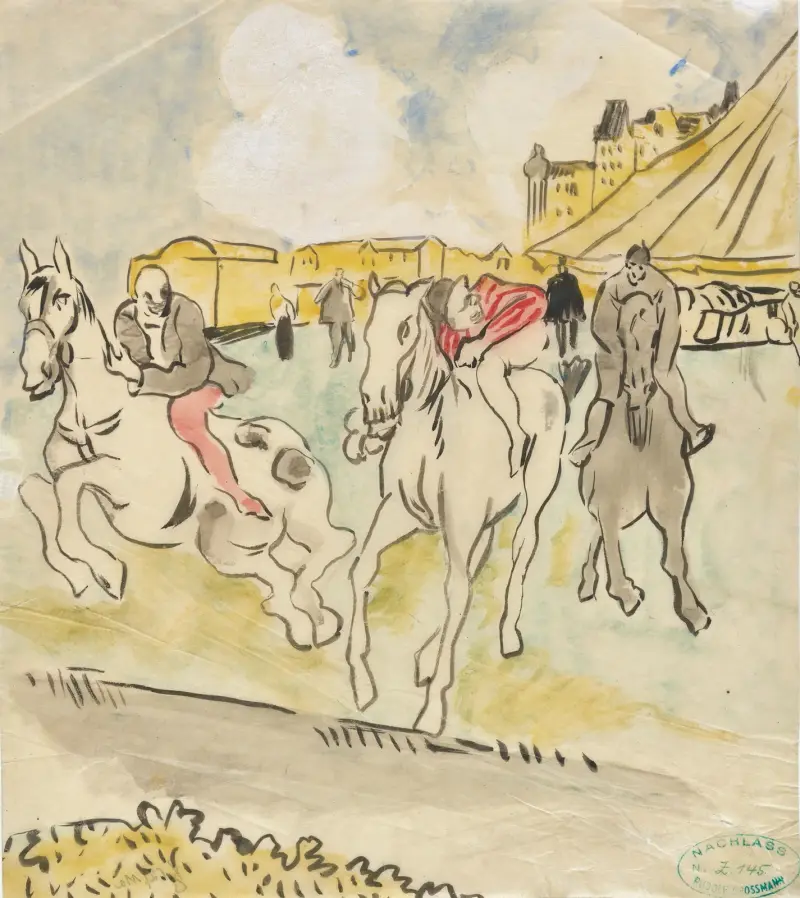 Galloping Riders in Front of a Big Top av Rudolf Grossmann