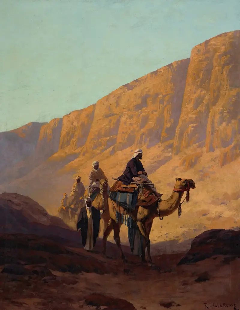 Karawane durch ein Wadi von Rudolf Hellgrewe