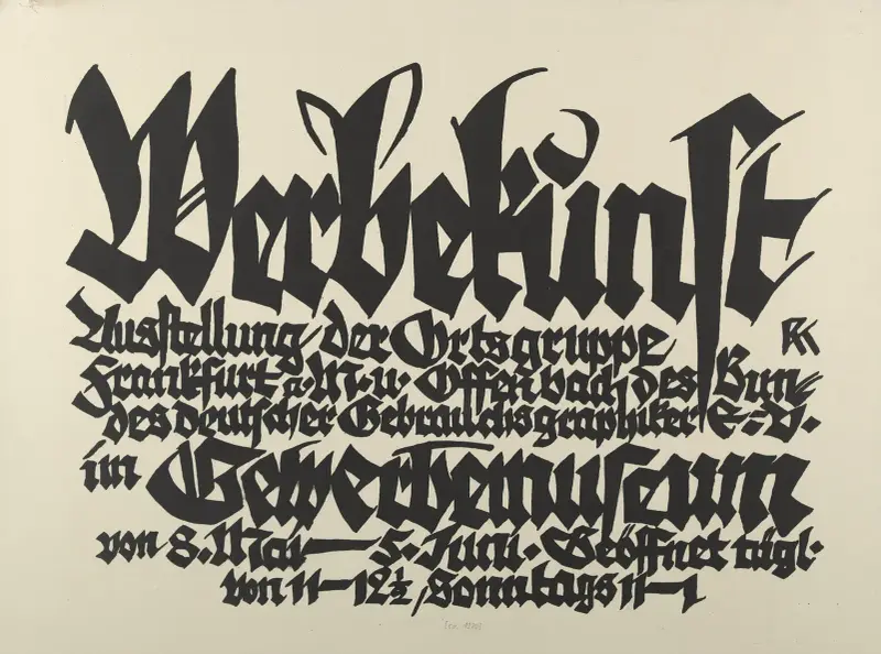 Werbekunst. Ausstellung der Ortsgruppe Frankfurt a.M. und Offenbach des Bundes deutscher Gebrauchsgraphiker e.V. im Gewerbemuseum von 8. Mai – 5. Juni av Rudolf Koch