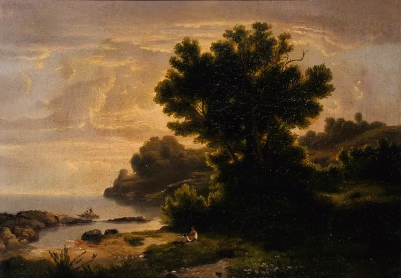 Landscape with Family by Lake av Robert S. Duncanson