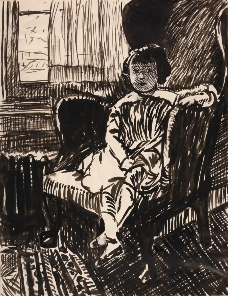 Bez názvu (dívka sedící na židli), 1917, Henry Lyman Saÿen