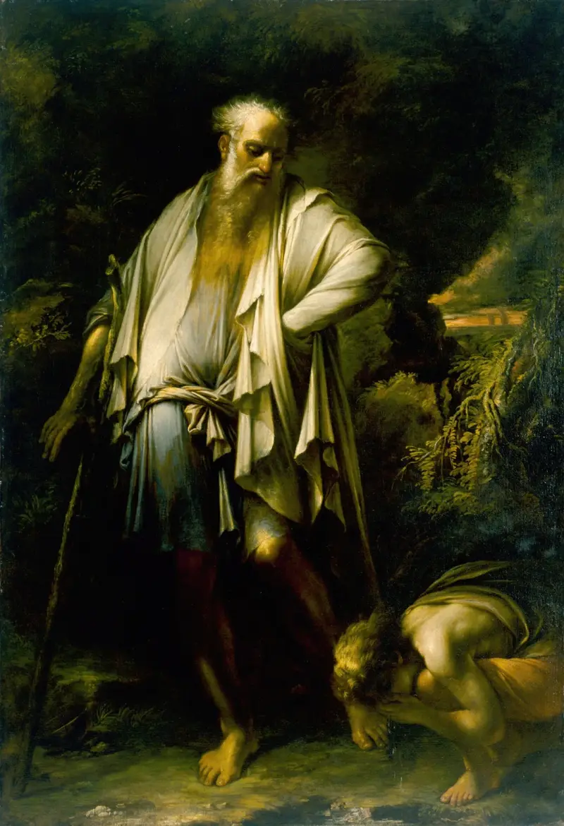 Diogenes wirft seine Schale weg von Salvator Rosa
