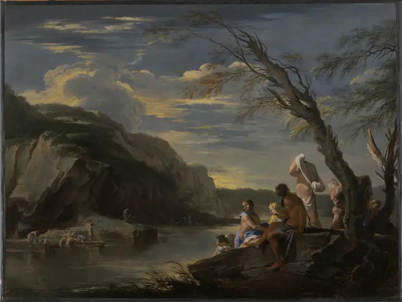 Landschaft mit Badenden von Salvator Rosa