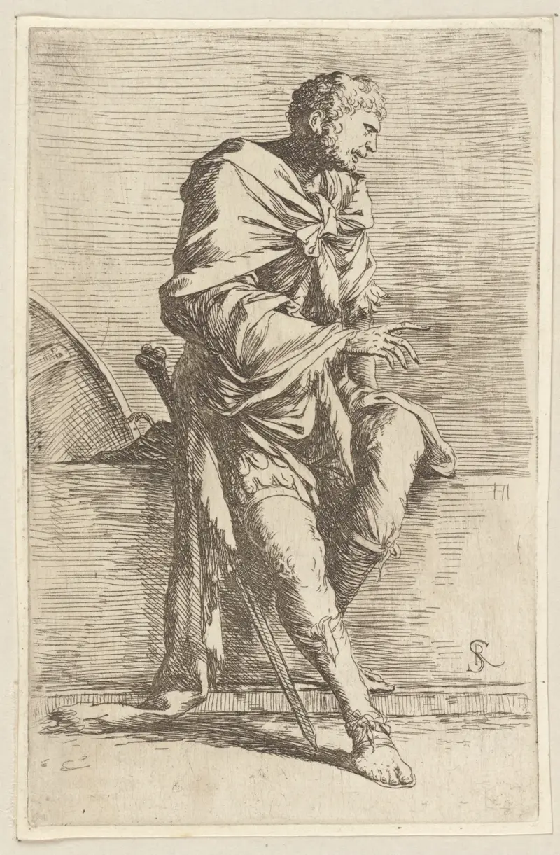 Sitzender Soldat von Salvator Rosa