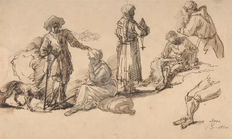 Studien für stehende und sitzende Figuren von Salvator Rosa