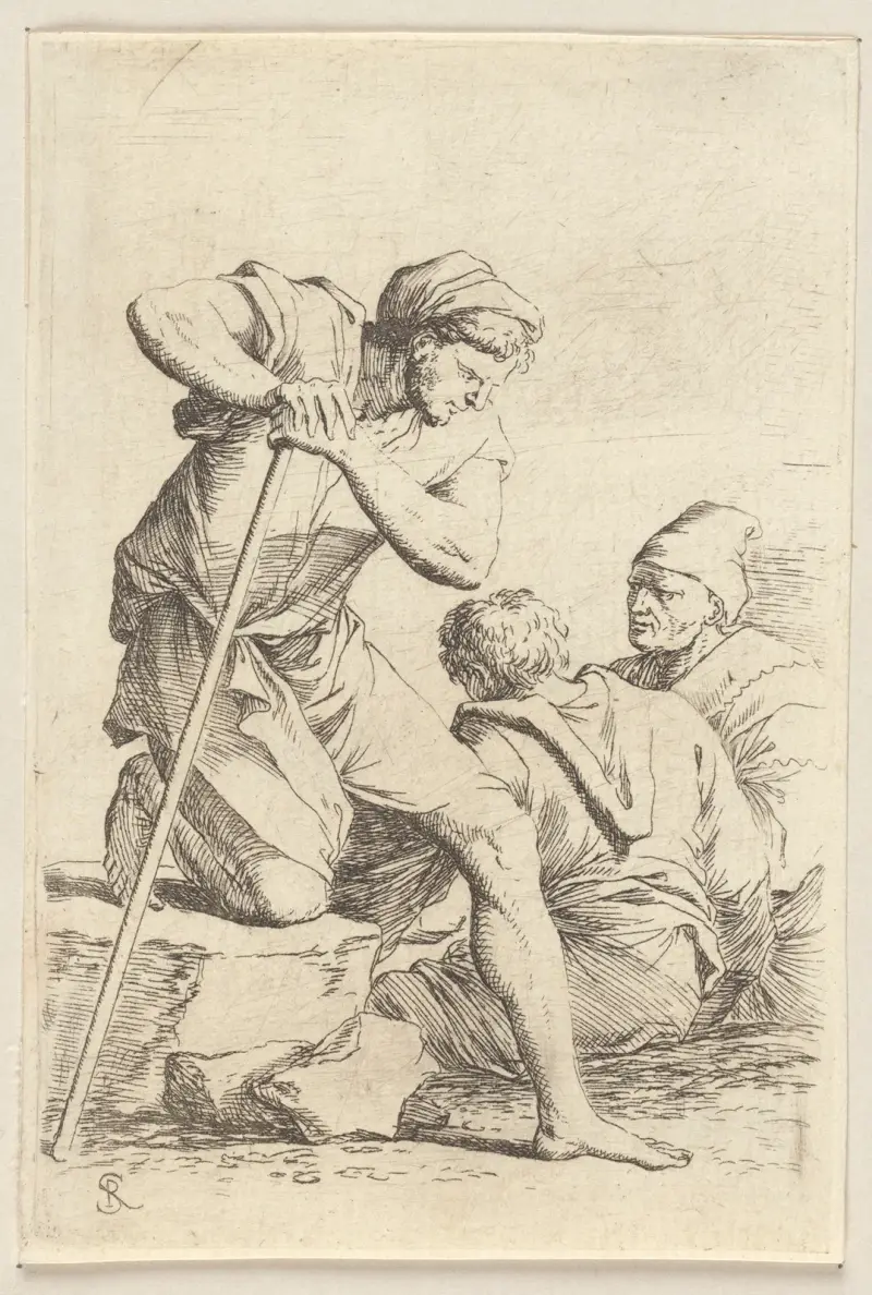 Drei Männer im Gespräch von Salvator Rosa
