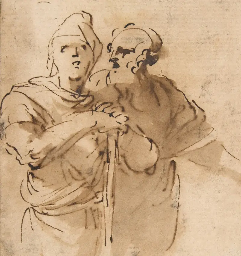 Två män i trekvartsfigur av Salvator Rosa